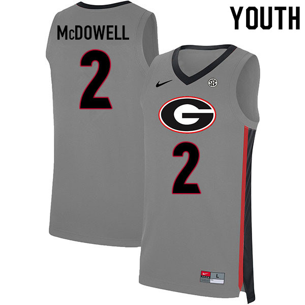 Youth #2 Cam McDowell Georgia Bulldogs College Basketball Jerseys Sale-Gray